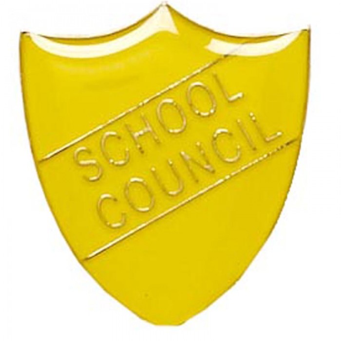 SCHOOL COUNCIL SHIELD BADGE - 4 COLOURS - 22MM X 25MM